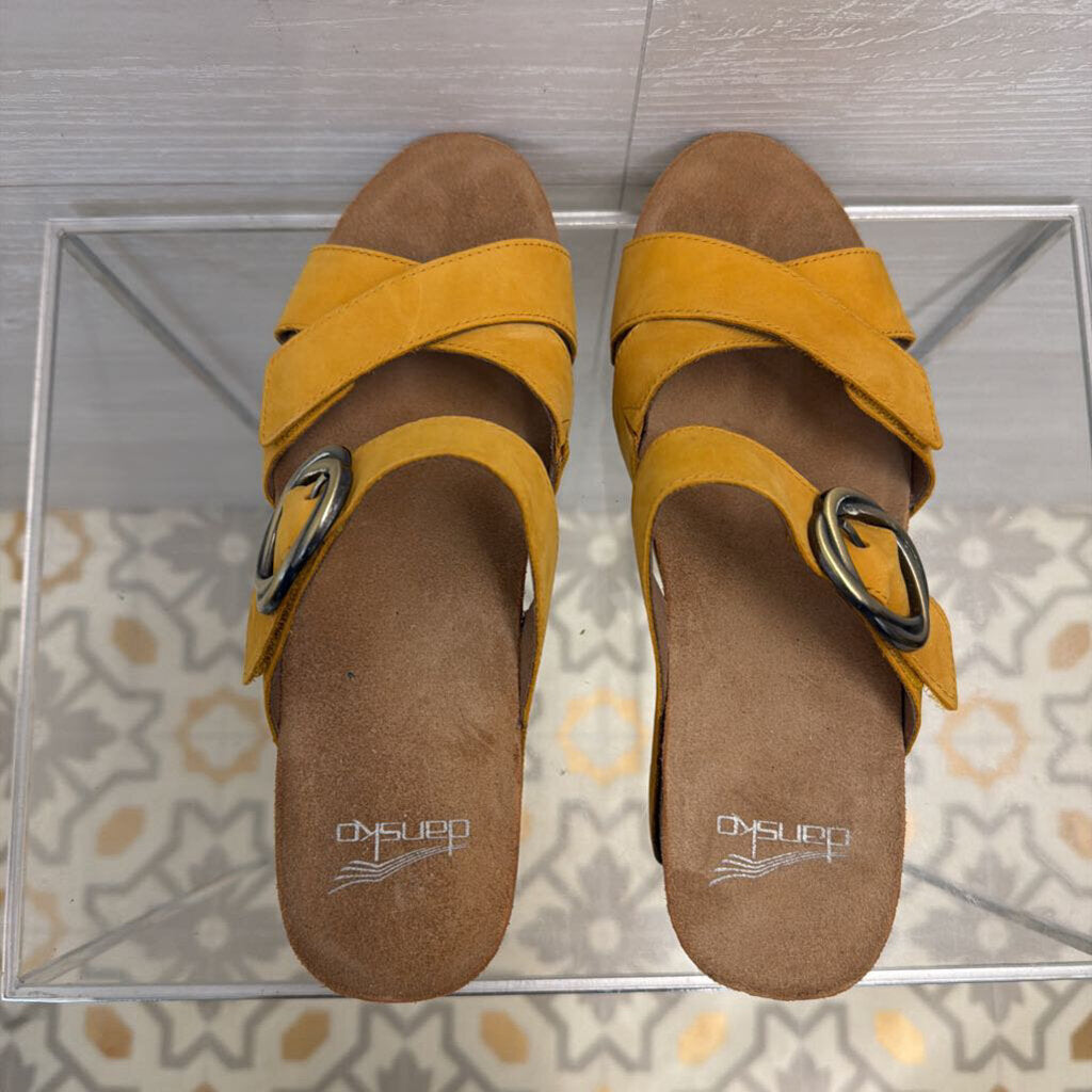 Dansko Yellow Susie Wedge Sandals 38