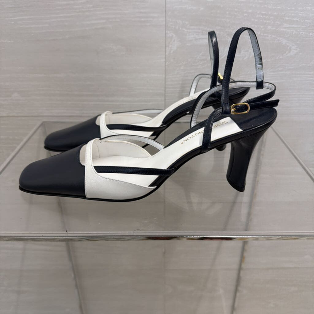 Worthington Black/ White Color Block Leather Square Toe Heels 7.5