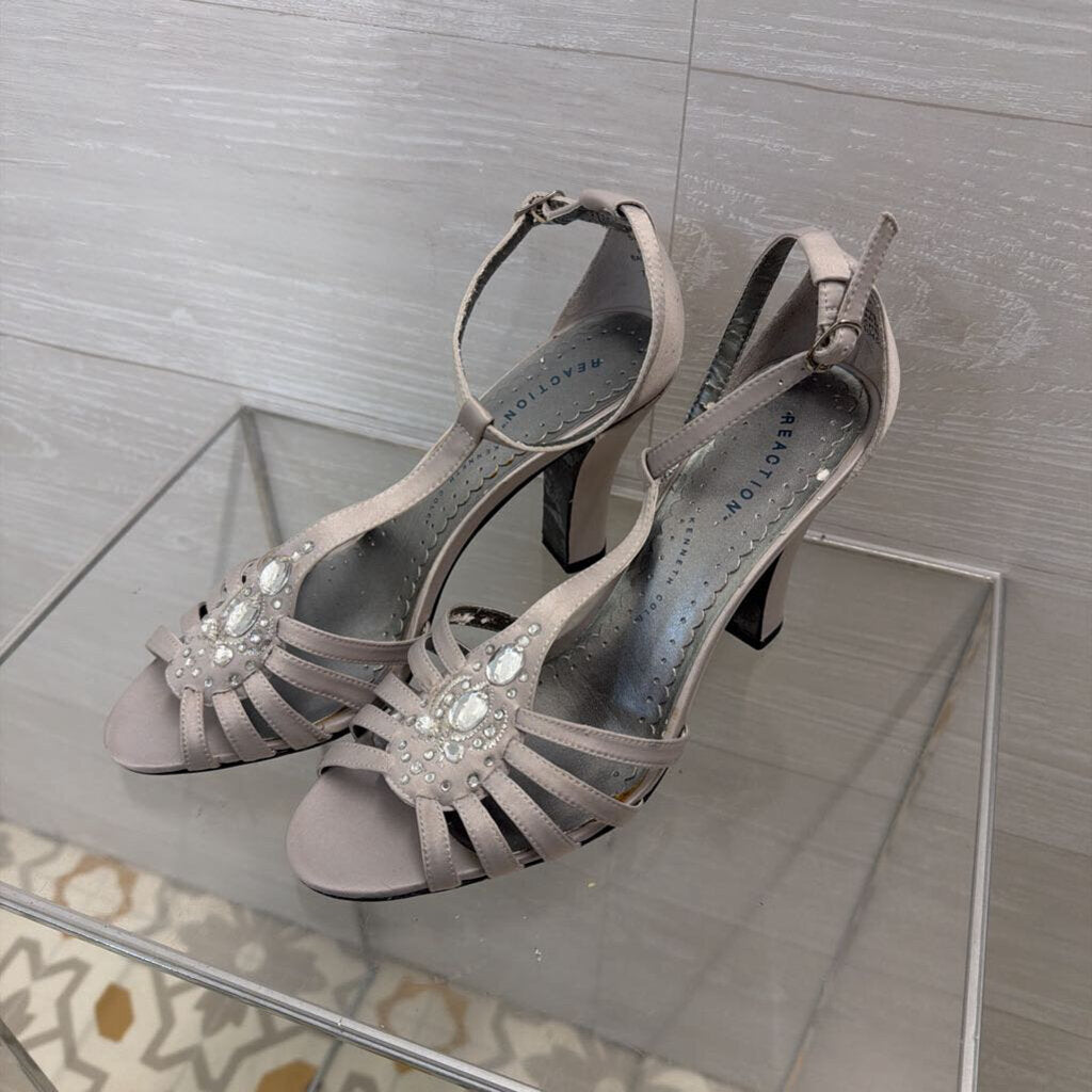 Reaction Silver Embellished Strappy Heels 7.5