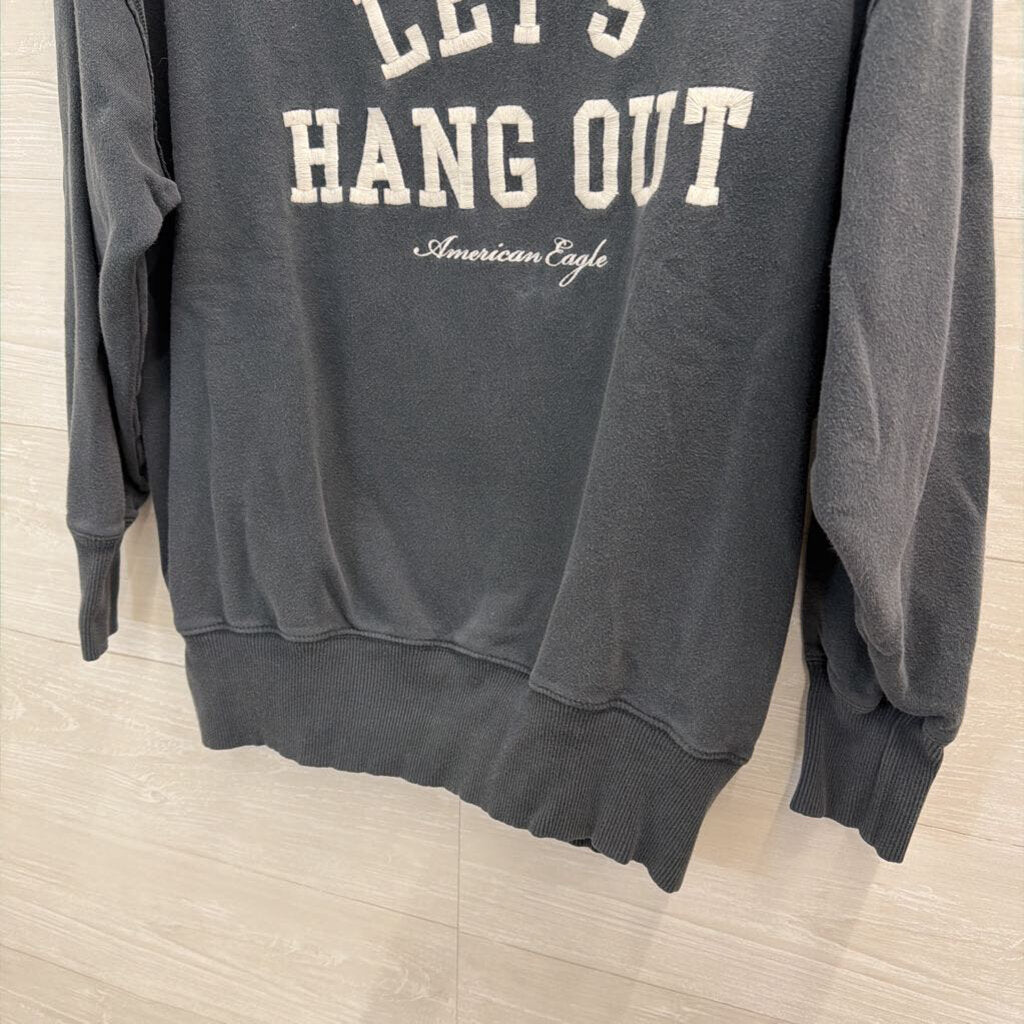 American Eagle Blue Let's Hang Out Crewneck Pullover Extra Small