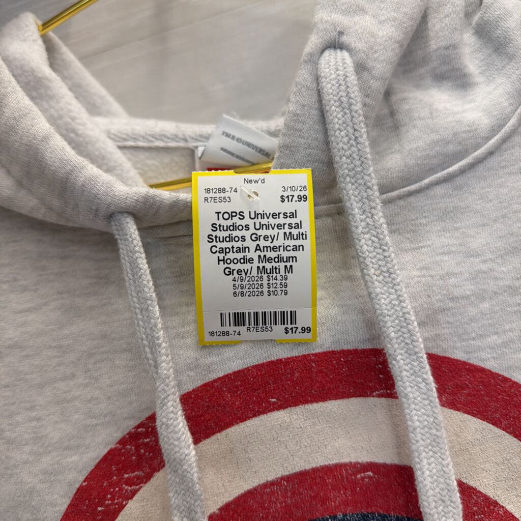 Universal Studios Grey/ Multi Captain American Hoodie Medium