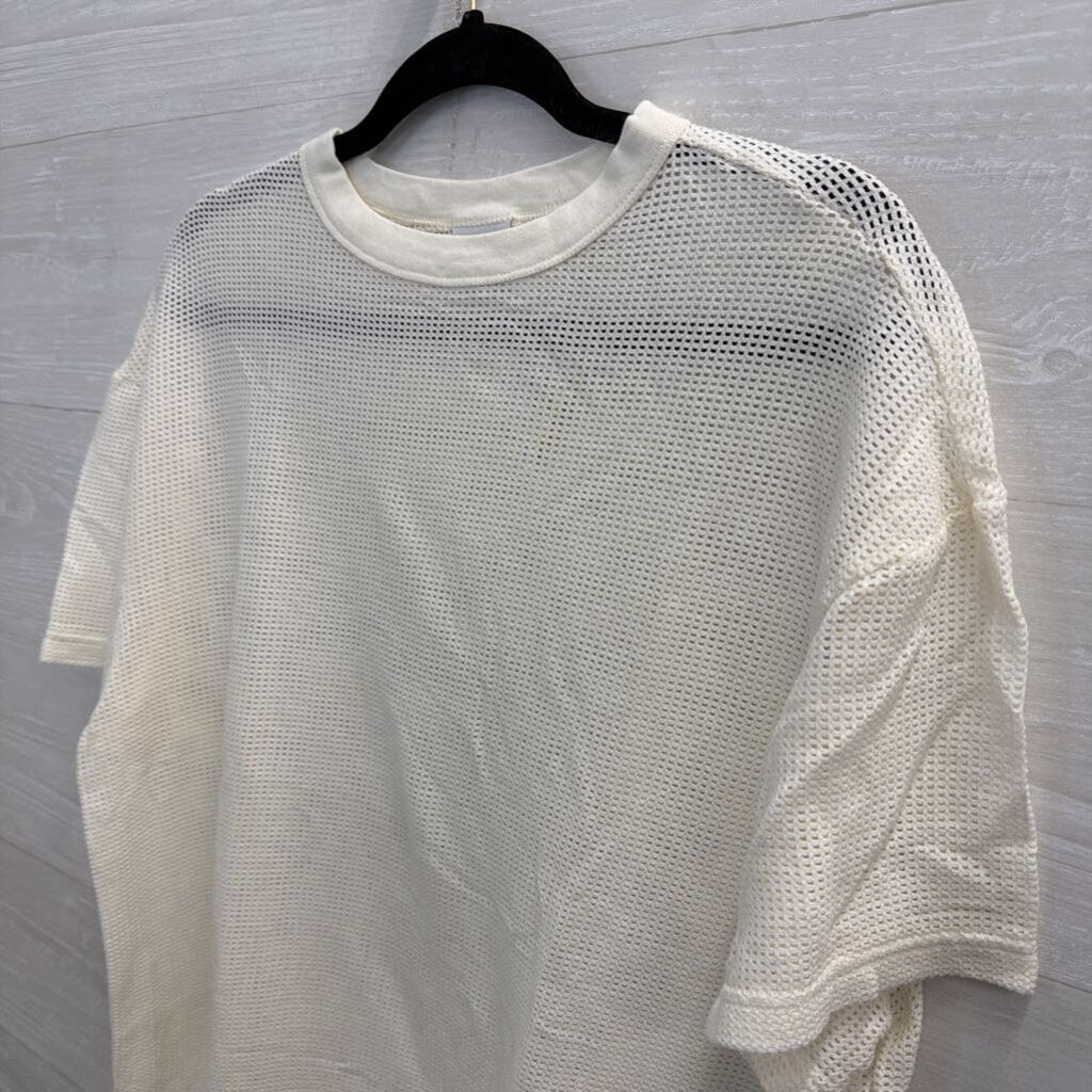 Standard Cloth White Mesh Short Sleeve Top Medium