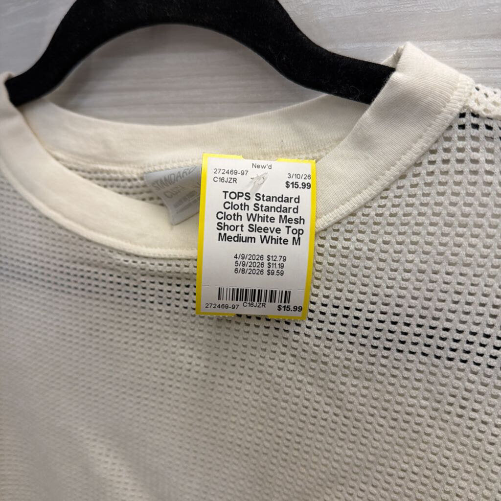 Standard Cloth White Mesh Short Sleeve Top Medium