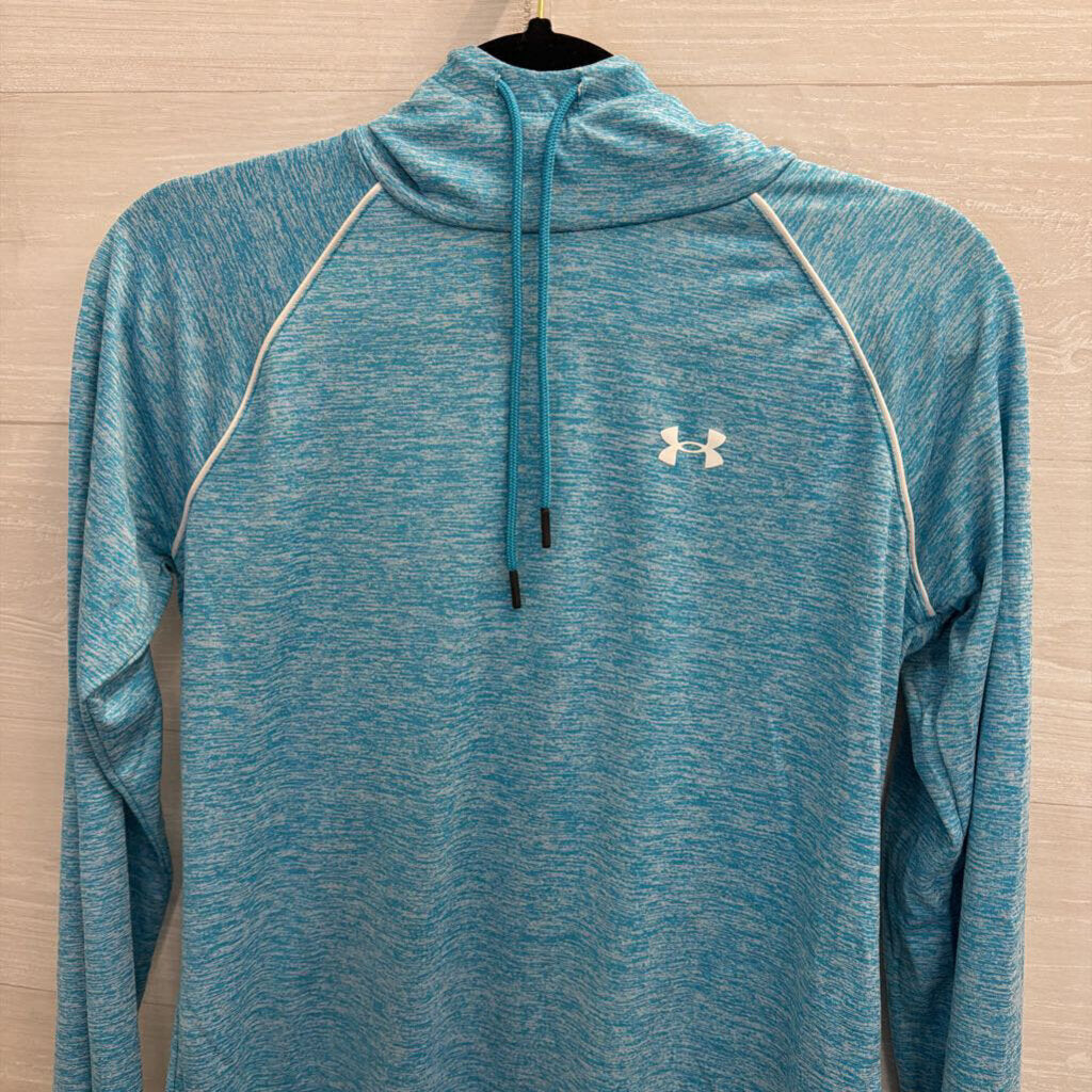 Under Armour Blue Hooded Long Sleeve Athletic Top Small