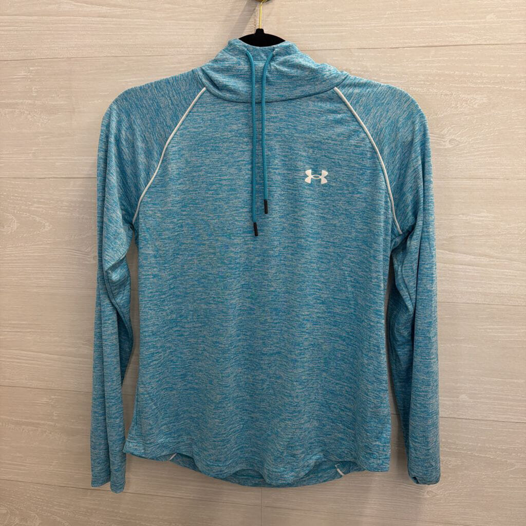 Under Armour Blue Hooded Long Sleeve Athletic Top Small