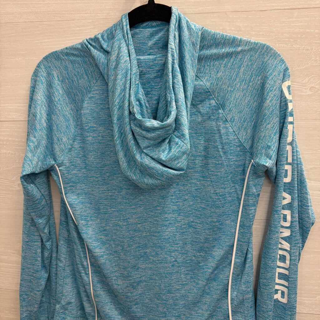 Under Armour Blue Hooded Long Sleeve Athletic Top Small