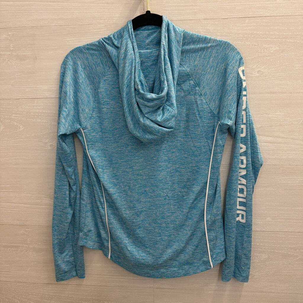 Under Armour Blue Hooded Long Sleeve Athletic Top Small