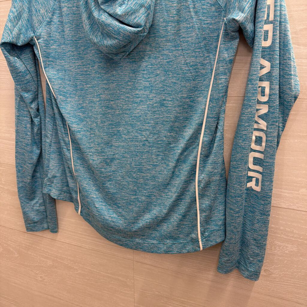Under Armour Blue Hooded Long Sleeve Athletic Top Small