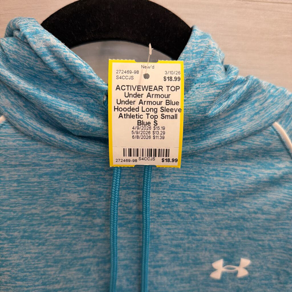 Under Armour Blue Hooded Long Sleeve Athletic Top Small
