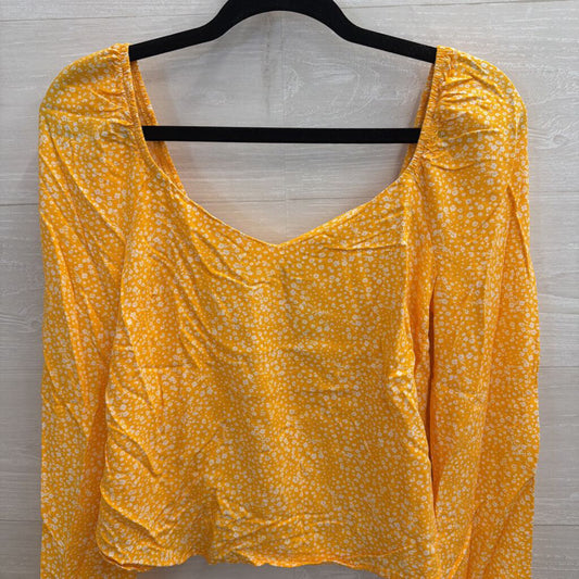 Love Fire Yellow/ White Floral Print Long Sleeve Top Small