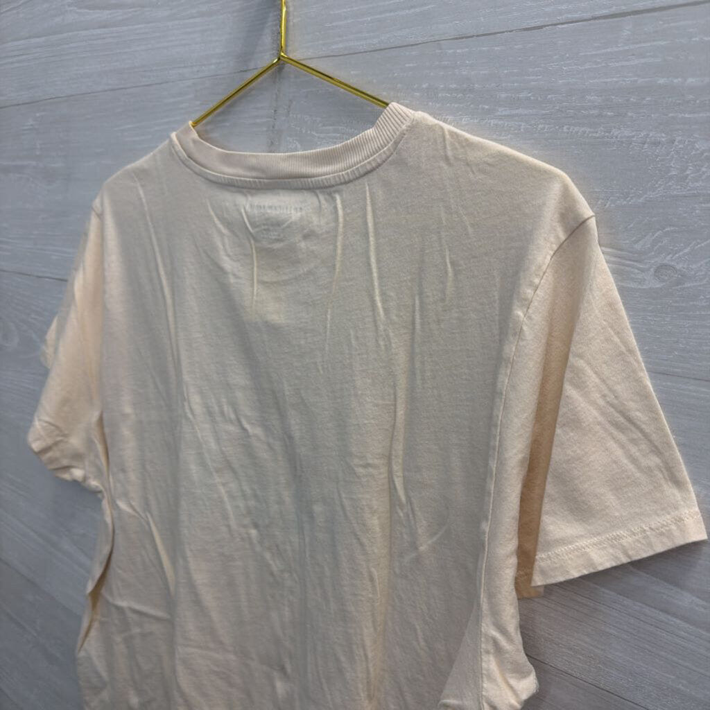 American Eagle Beige/ Multi Retro Logo Cropped Short Sleeve Tee Extra Large