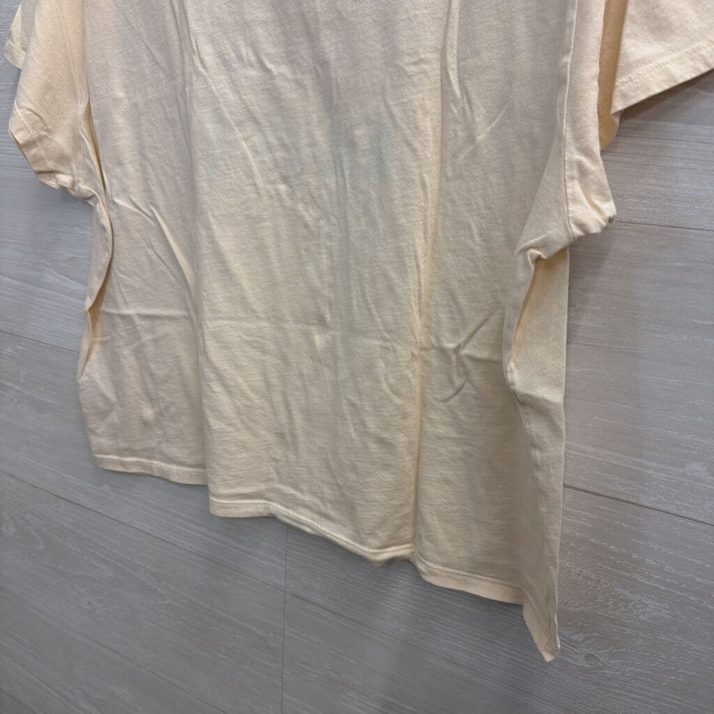 American Eagle Beige/ Multi Retro Logo Cropped Short Sleeve Tee Extra Large