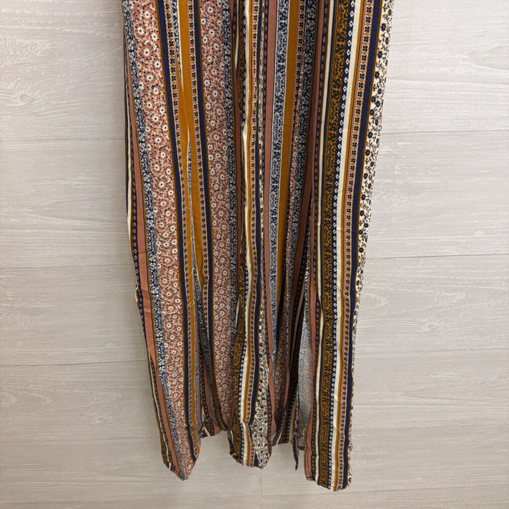 New Look Brown/ Multi Print Smocked Top Maxi Dress Large