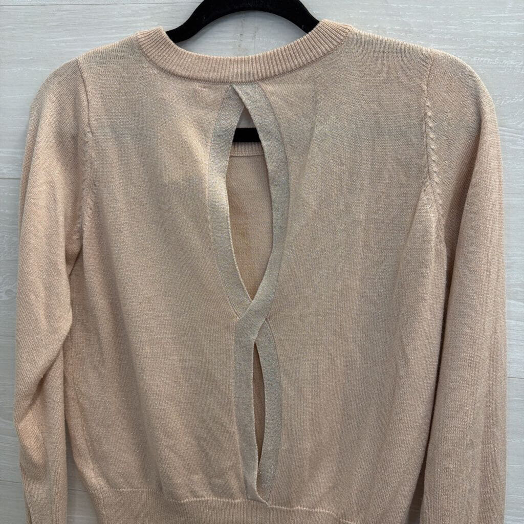 Mod Cloth Blush Shimmer Knit Long Sleeve Top Medium