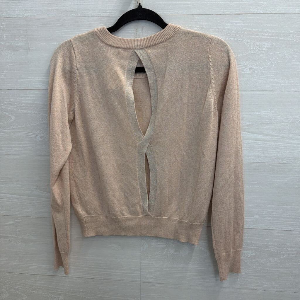 Mod Cloth Blush Shimmer Knit Long Sleeve Top Medium