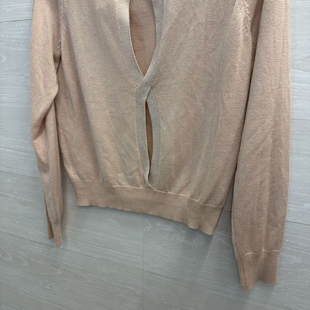 Mod Cloth Blush Shimmer Knit Long Sleeve Top Medium