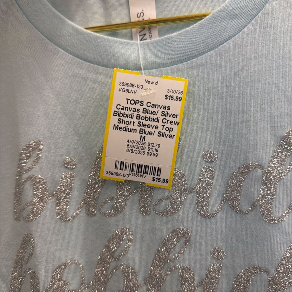 Canvas Blue/ Silver Bibbidi Bobbidi Crew Short Sleeve Top Medium