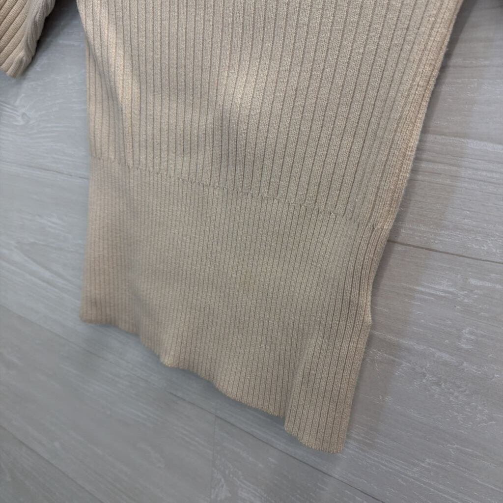 Bailey 44 Beige Ribbed Cropped Short Sleeve Top Extra Small