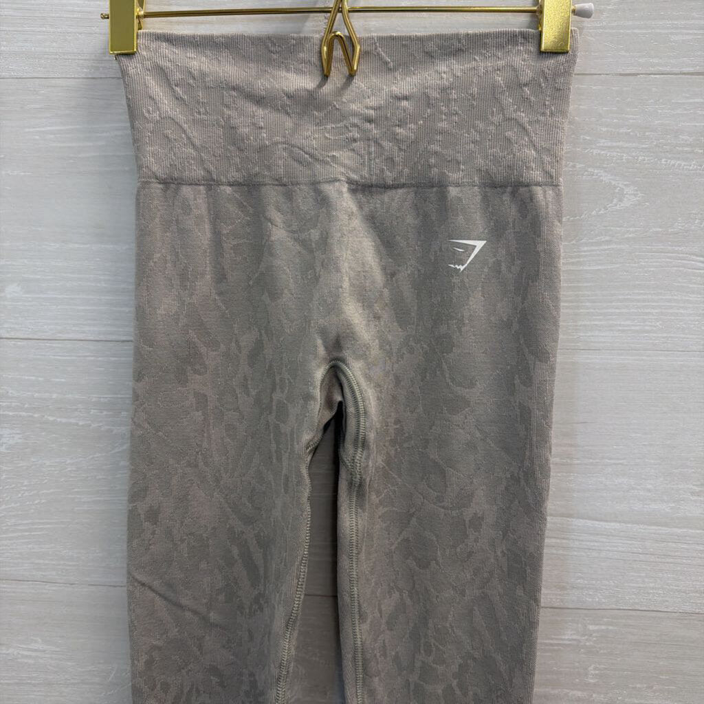Gym Shark Grey Print Athletic Leggings Extra Small