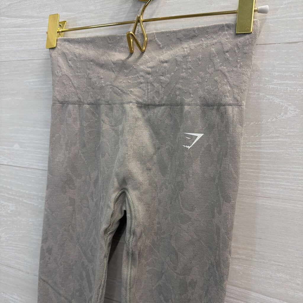 Gym Shark Grey Print Athletic Leggings Extra Small
