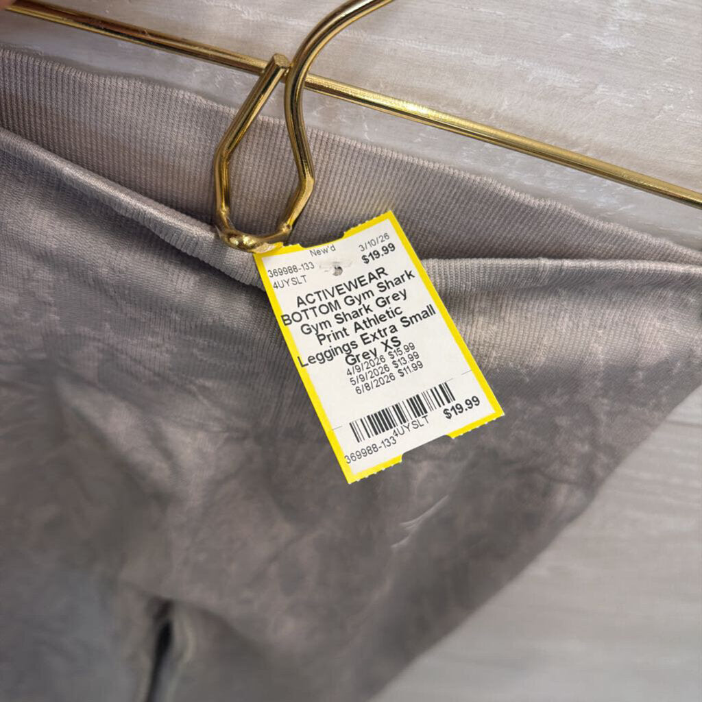 Gym Shark Grey Print Athletic Leggings Extra Small