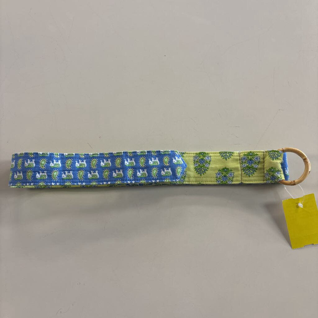 Green/ Blue Quilted Print Reversible Belt Small