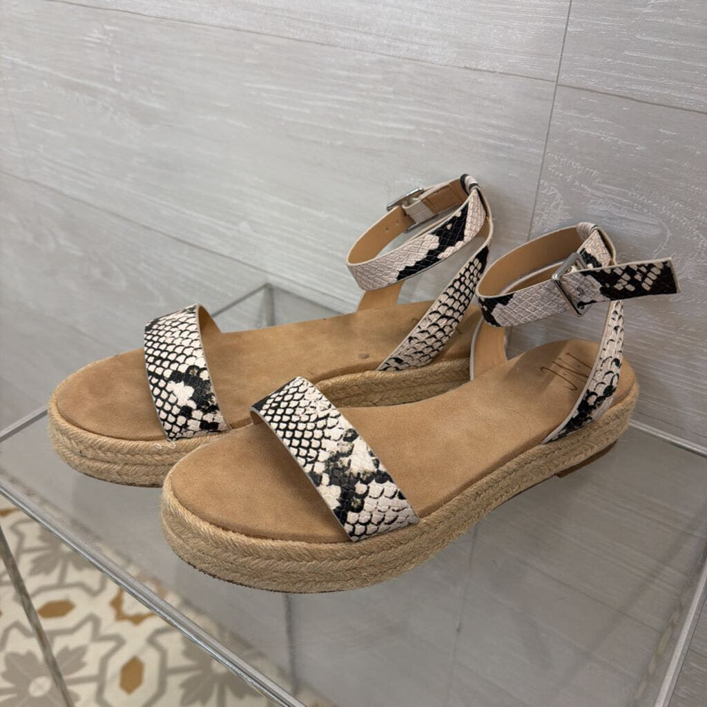 INC Black/ White Snakeskin Straps Espadrille Platform Sandals 8