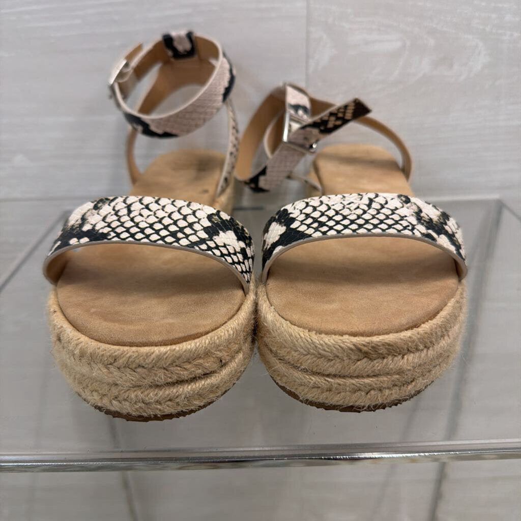 INC Black/ White Snakeskin Straps Espadrille Platform Sandals 8