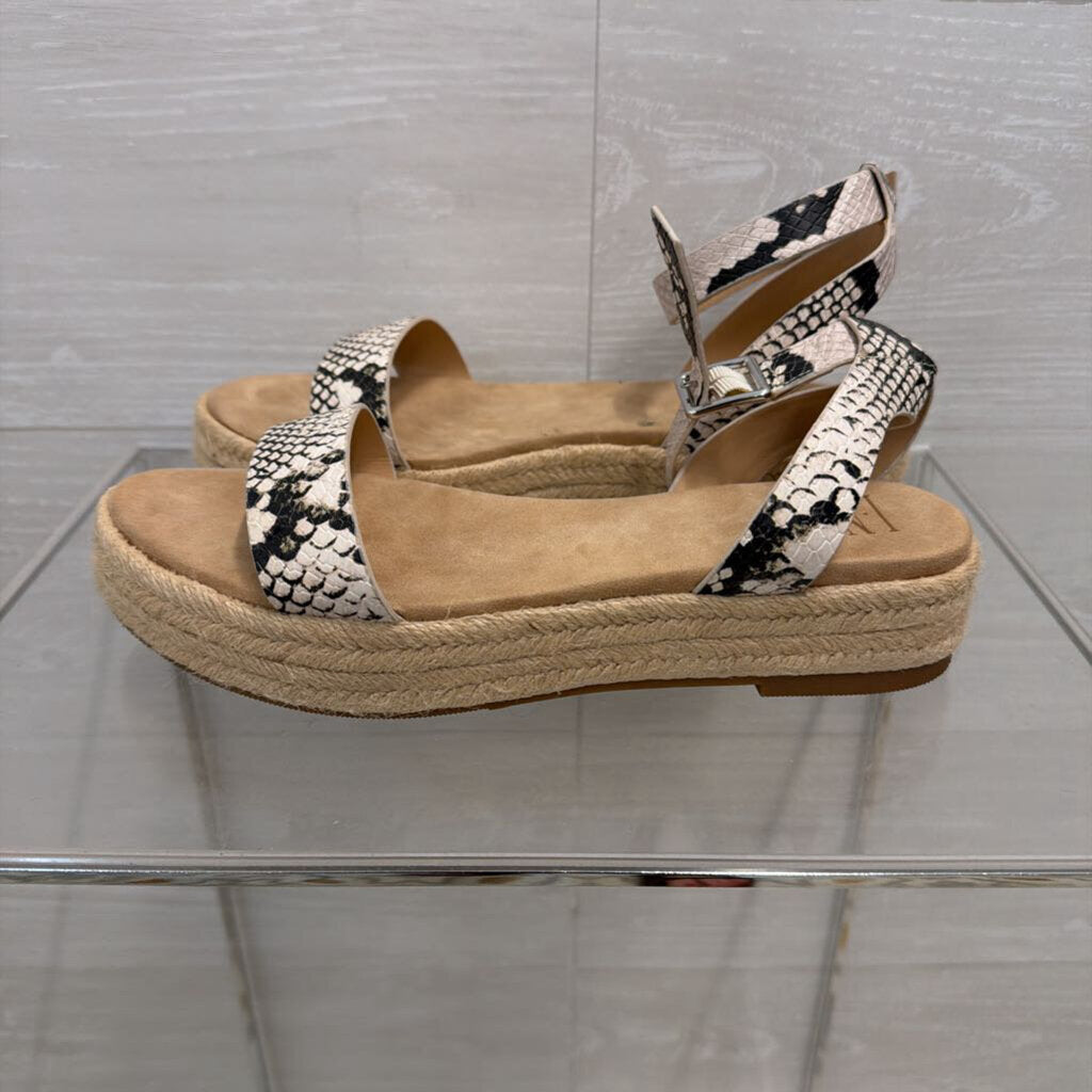 INC Black/ White Snakeskin Straps Espadrille Platform Sandals 8