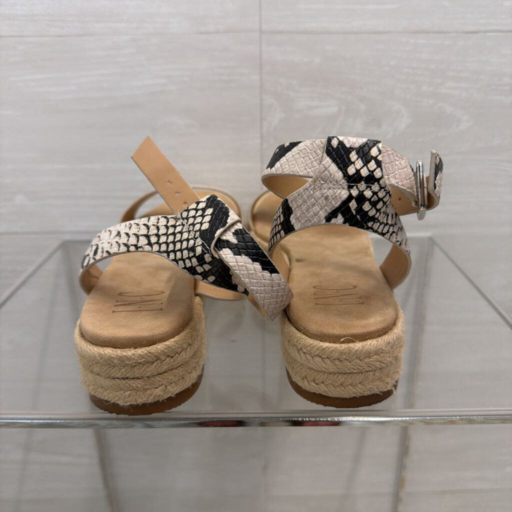 INC Black/ White Snakeskin Straps Espadrille Platform Sandals 8