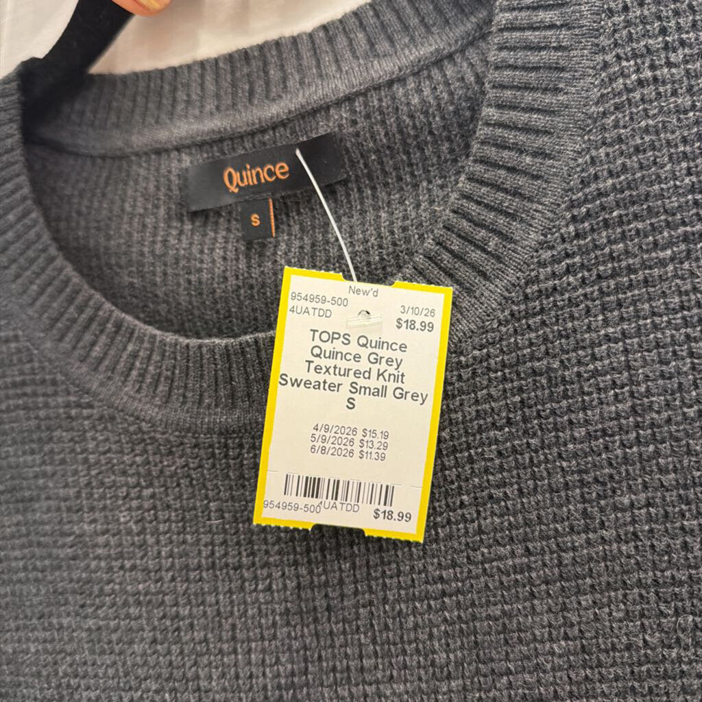 Quince Grey Textured Knit Sweater Small