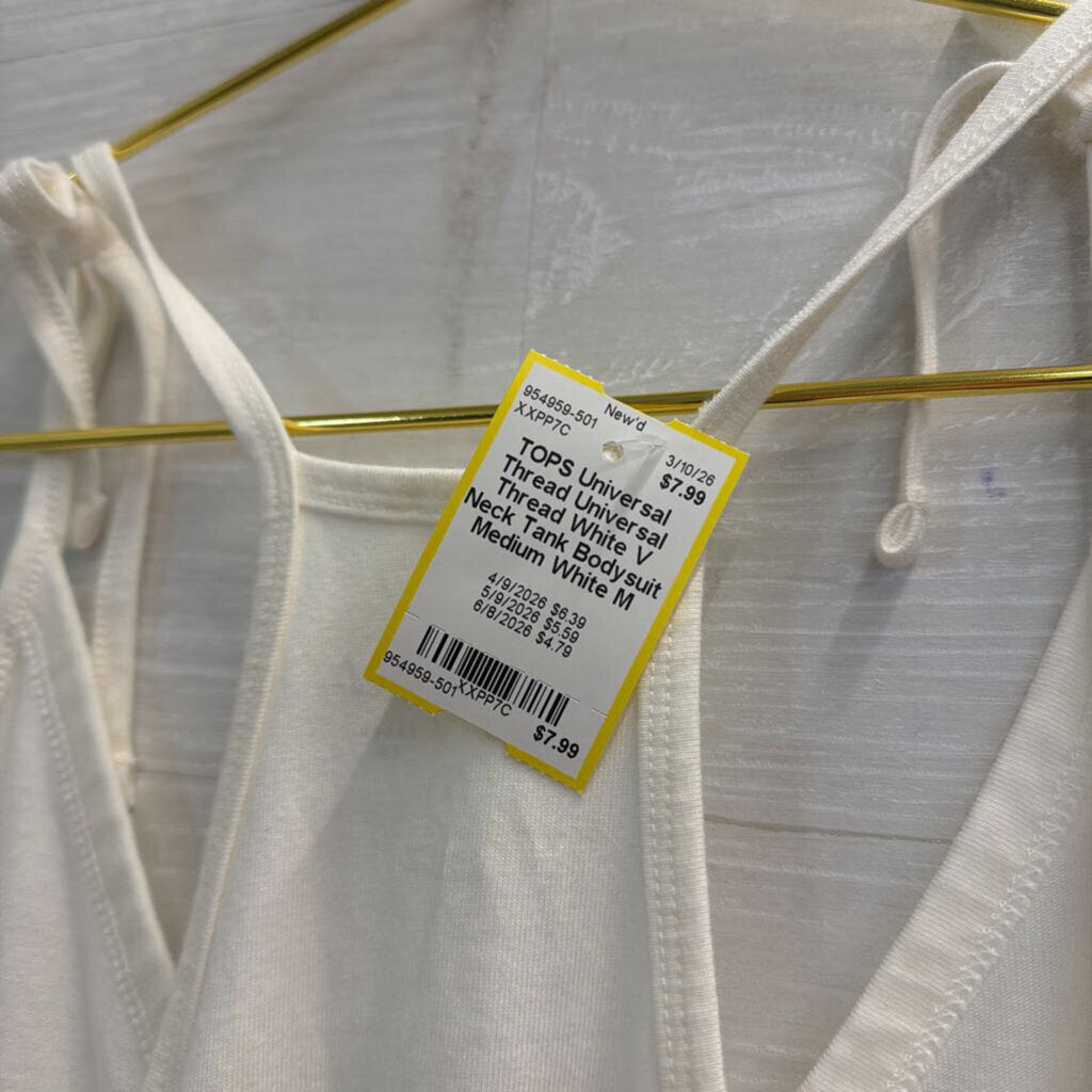 Universal Thread White V Neck Tank Bodysuit Medium
