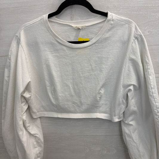 Silence and Noise White Cropped Long Puff Sleeve Top Extra Small