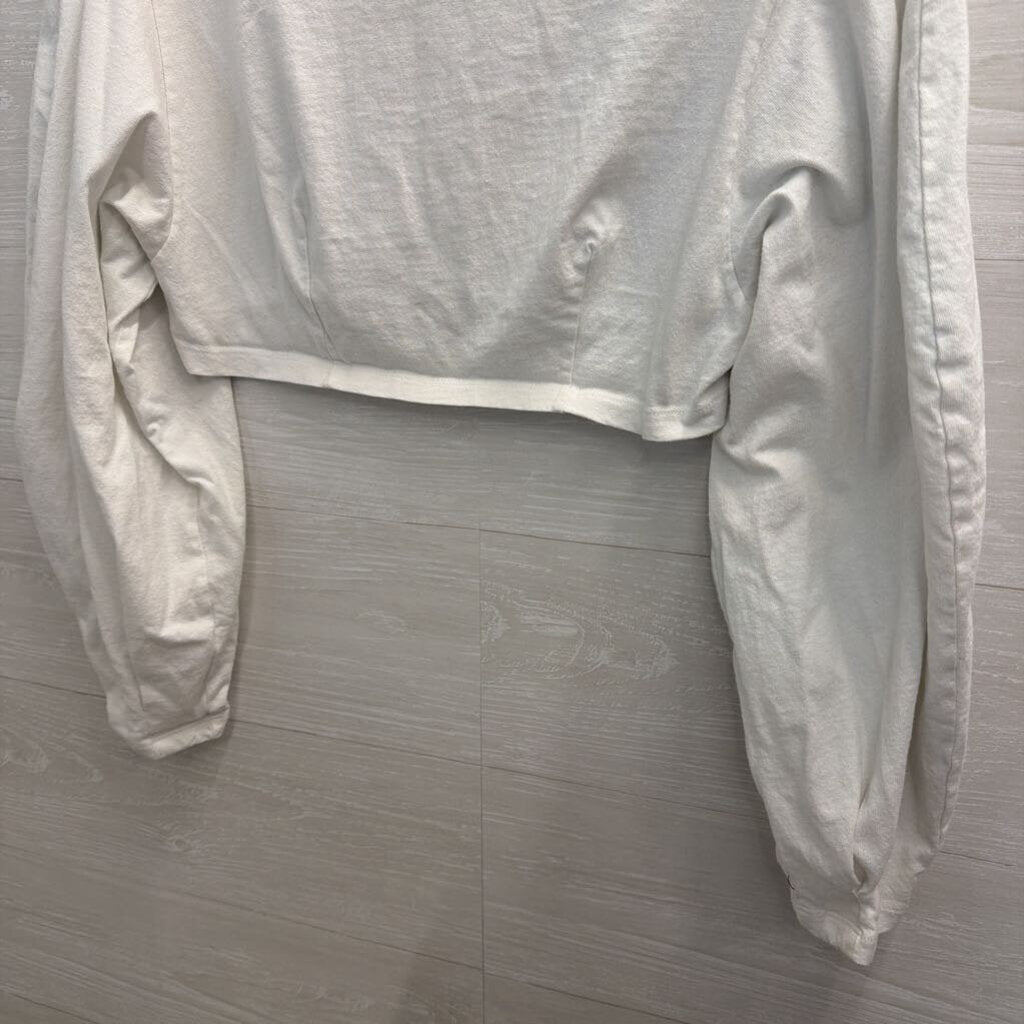 Silence and Noise White Cropped Long Puff Sleeve Top Extra Small