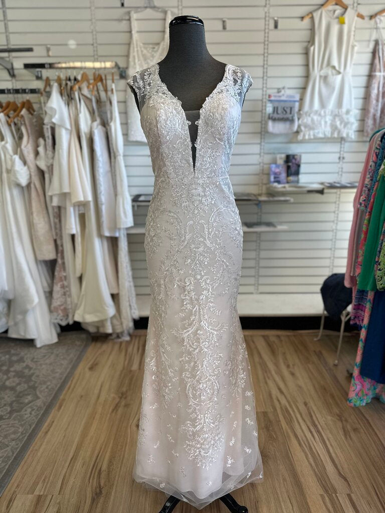 Dave & Johnny Glitter Lace Fitted Wedding Dress 6