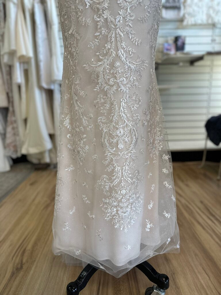 Dave & Johnny Glitter Lace Fitted Wedding Dress 6