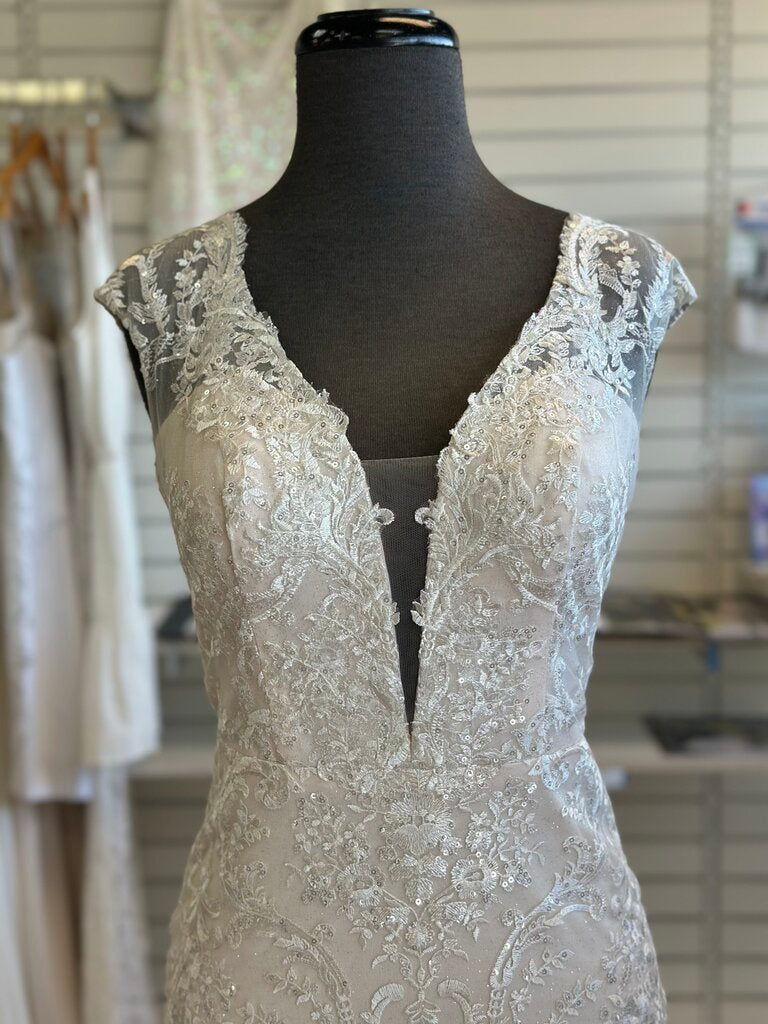 Dave & Johnny Glitter Lace Fitted Wedding Dress 6