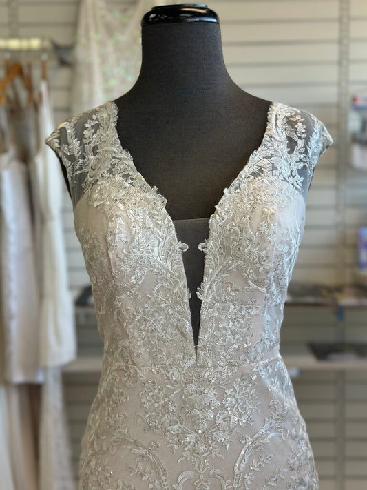Dave & Johnny Glitter Lace Fitted Wedding Dress 6