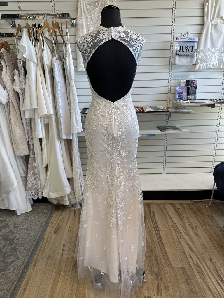 Dave & Johnny Glitter Lace Fitted Wedding Dress 6