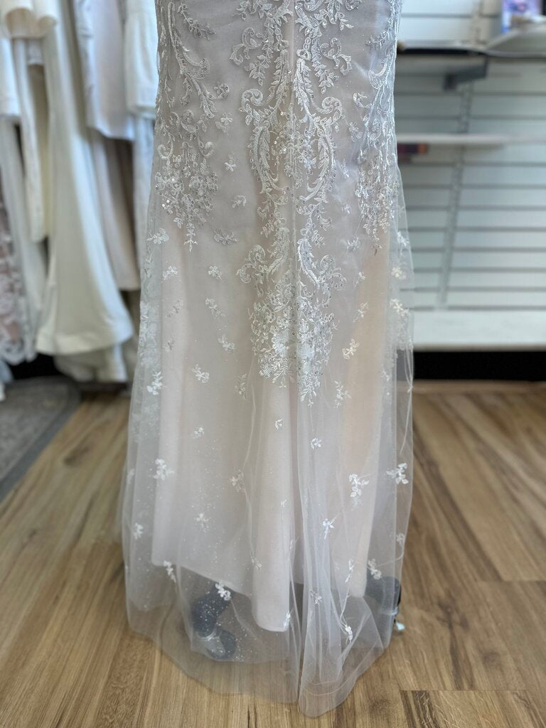 Dave & Johnny Glitter Lace Fitted Wedding Dress 6