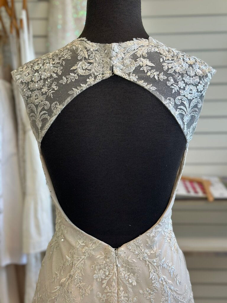 Dave & Johnny Glitter Lace Fitted Wedding Dress 6