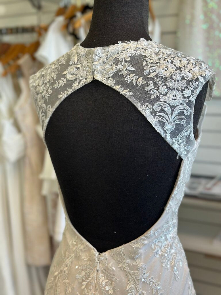 Dave & Johnny Glitter Lace Fitted Wedding Dress 6