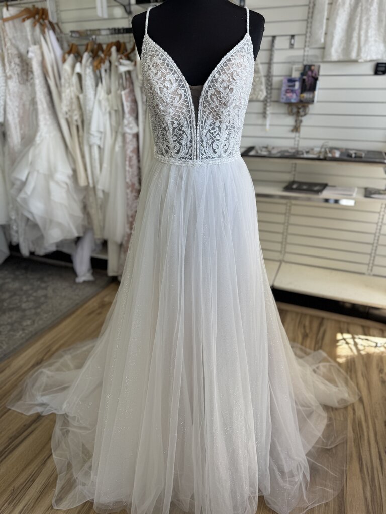 Justin Alexander Glitter Tulle Wedding Dress 6