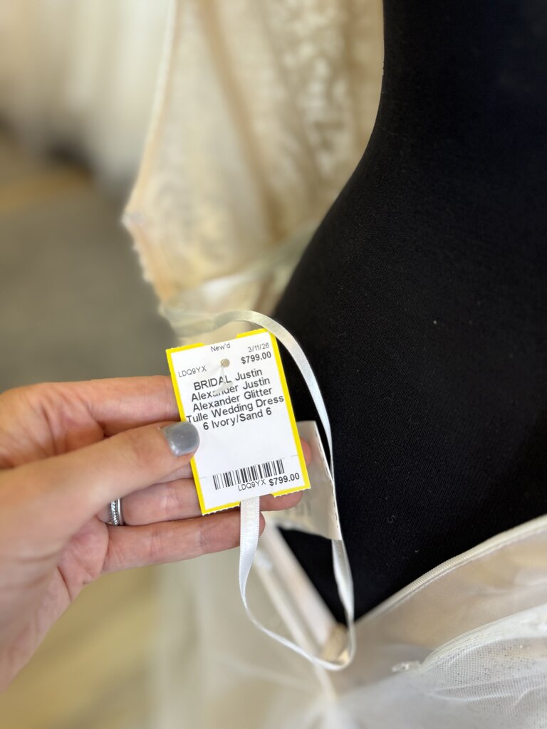 Justin Alexander Glitter Tulle Wedding Dress 6