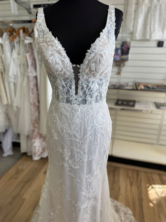 Justin Alexander Sequin Lace Fitted Dress 6