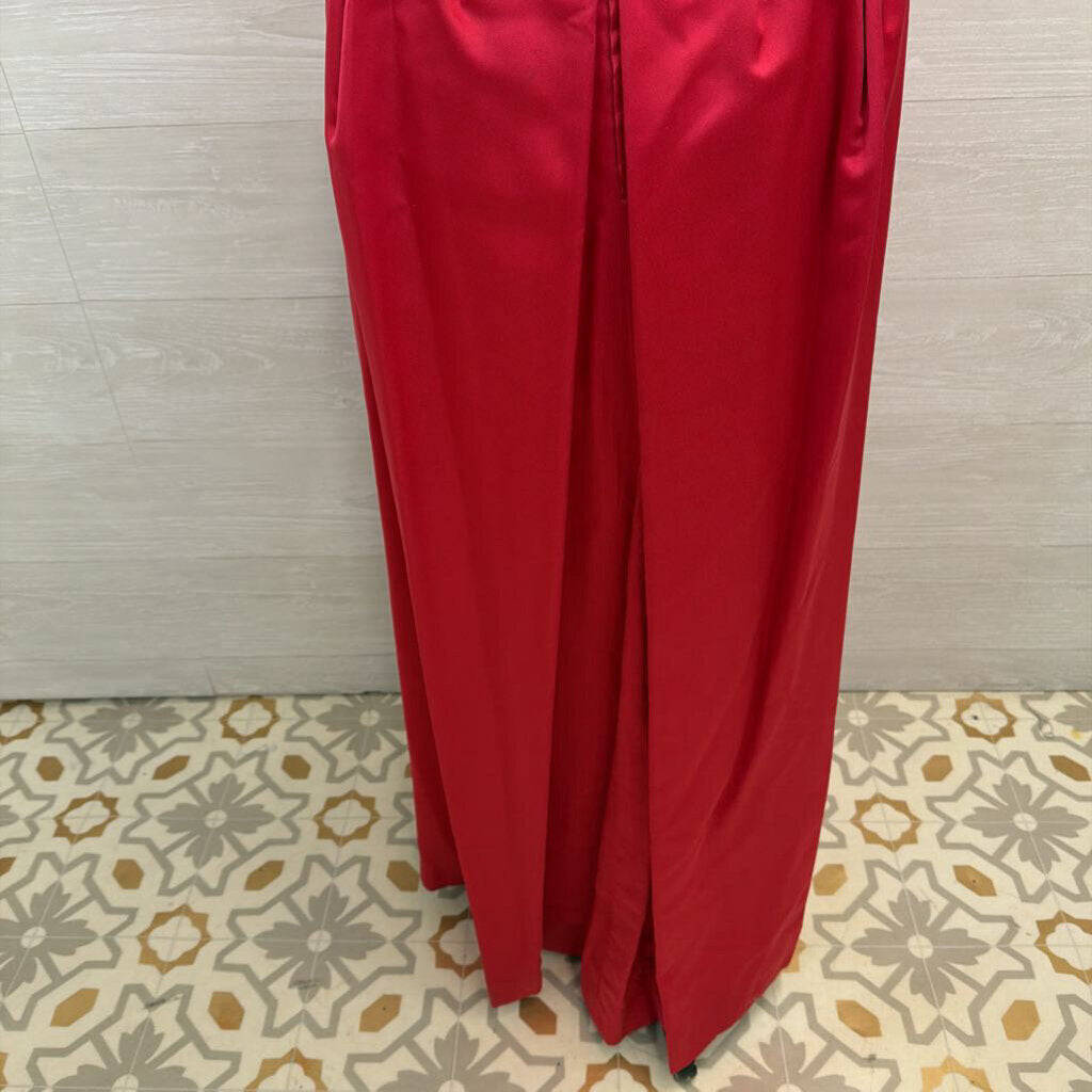 Vintage Hot Pink Silky High Neck Long Formal Dress Medium