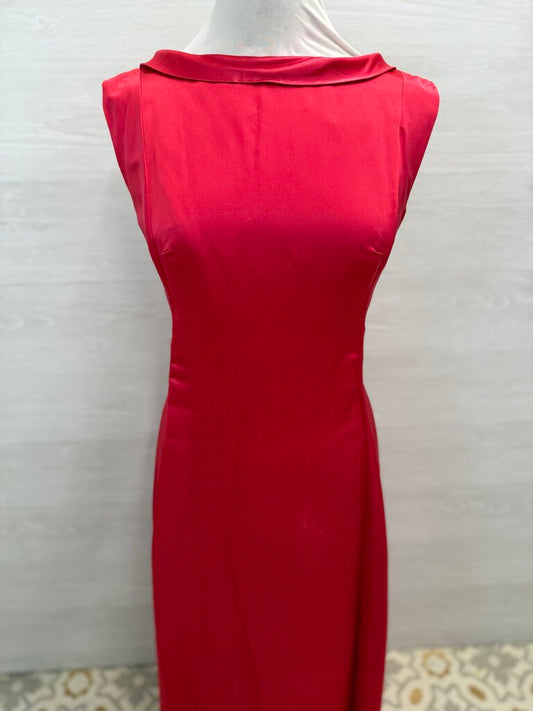 Vintage Hot Pink Silky High Neck Long Formal Dress Medium