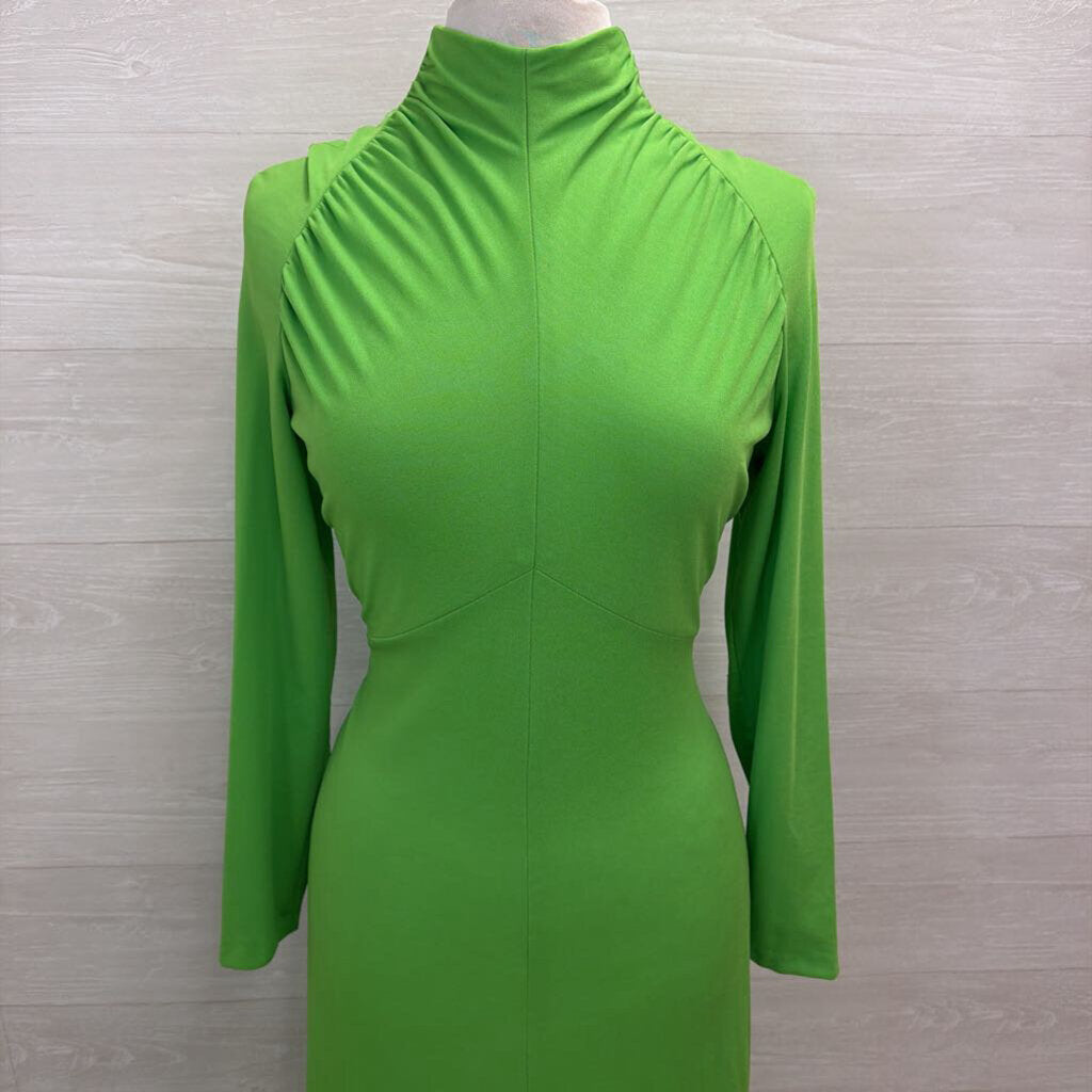 Vintage Green Long Sleeve High Neck Long Formal Dress Medium