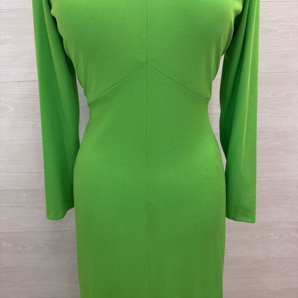 Vintage Green Long Sleeve High Neck Long Formal Dress Medium