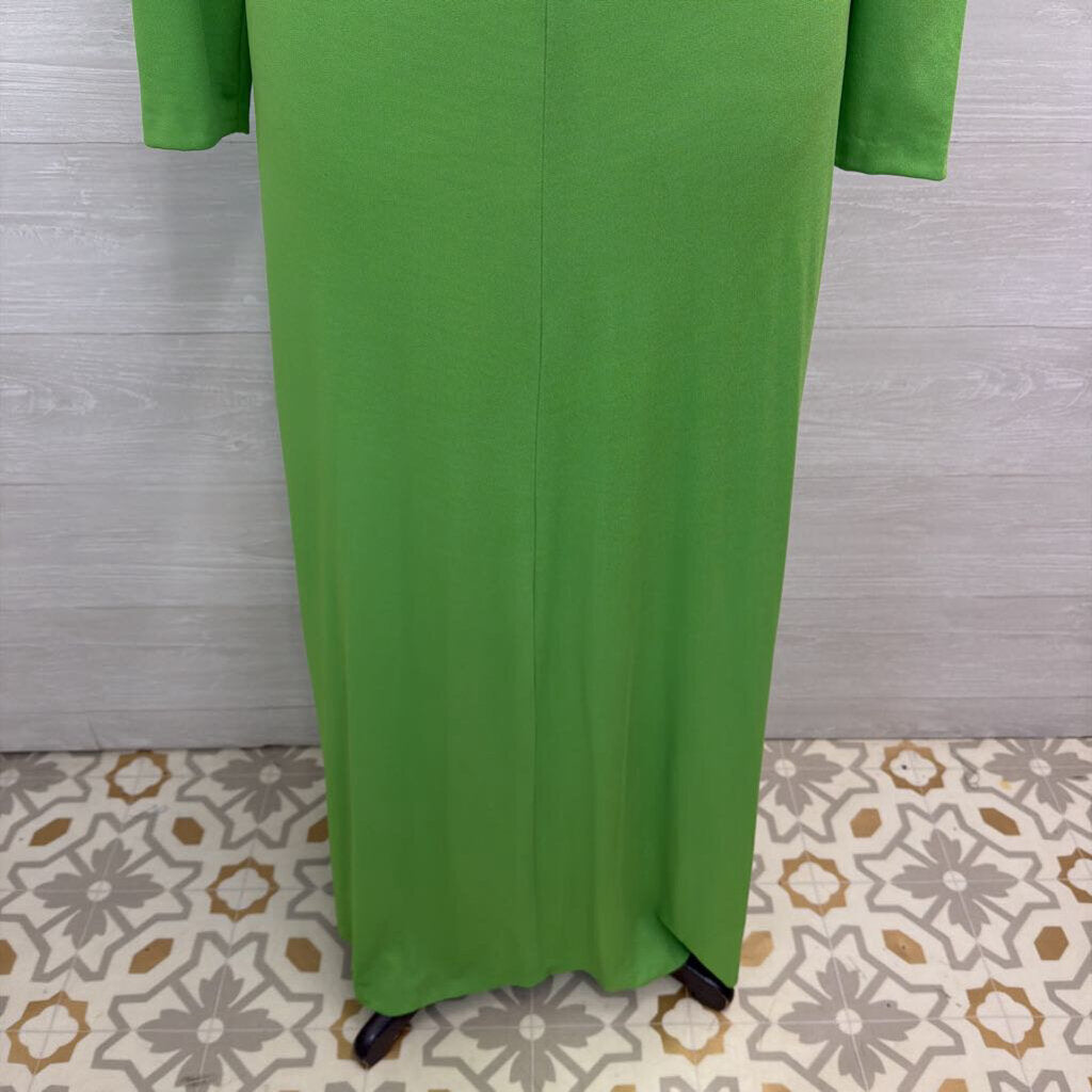 Vintage Green Long Sleeve High Neck Long Formal Dress Medium